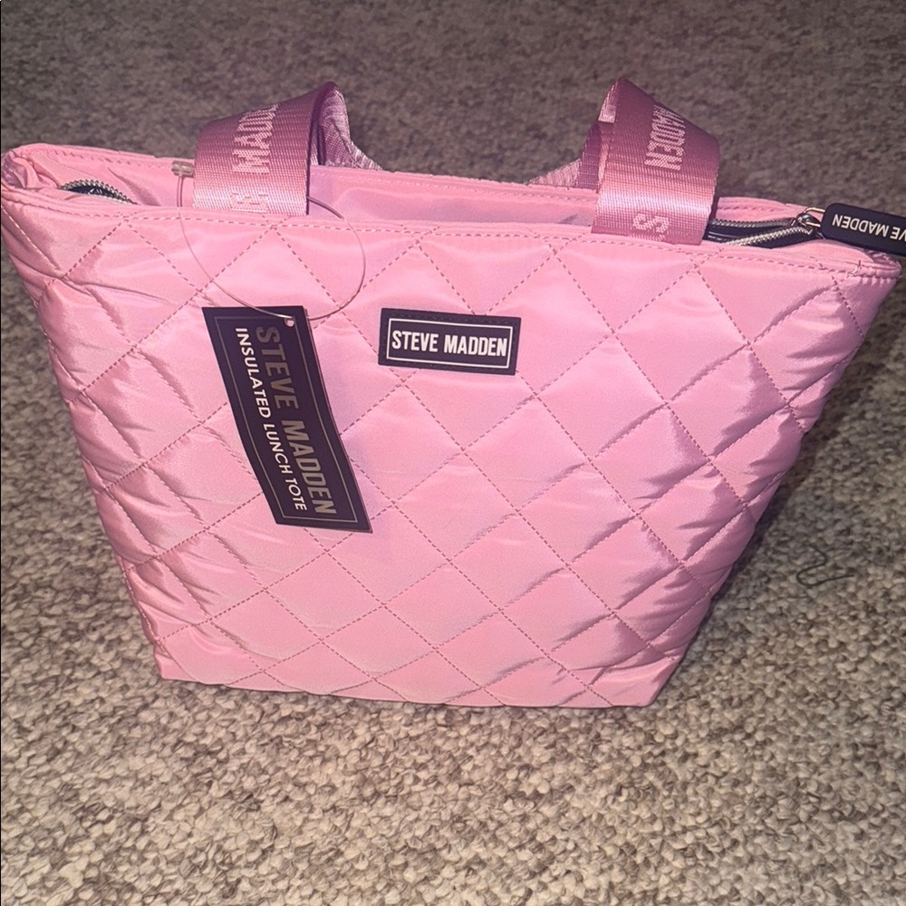 Steve Madden Pink Quilted INSULATED Lunch Bag
